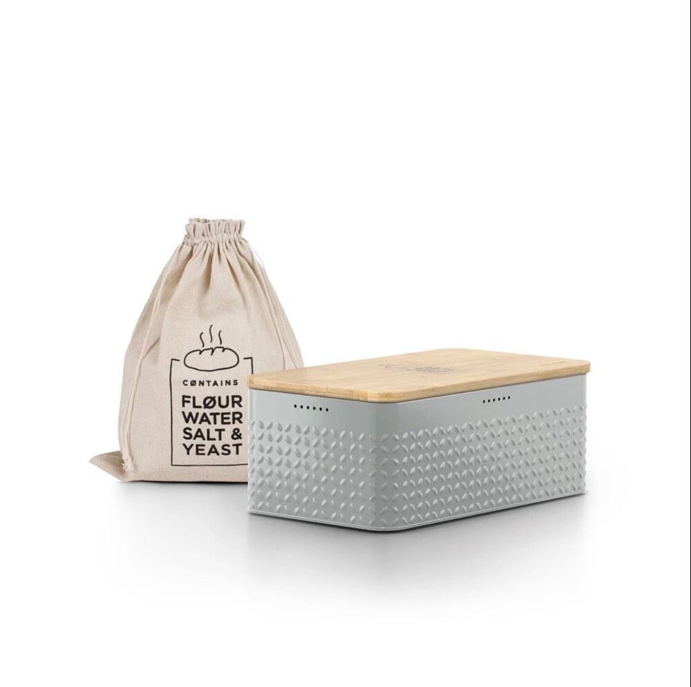 LARS NYSOM Bread Box I Metal Box with linen bag for long lasting freshness